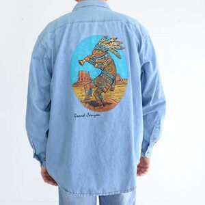 Vintage C  Port and Company 100% Cotton Grand Canyon Dancing Man Button Down